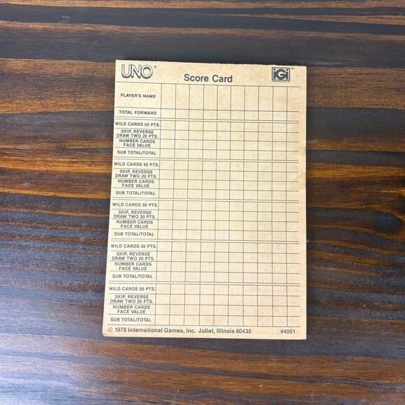 VTG 1978 Deluxe Uno Game 103 Card Deck W/ Original Scorepad Box and Instructions - Picture 6 of 7